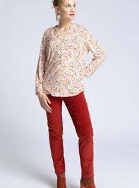 pantalon velours made in france femme rouge brique