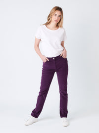 pantalon velours made in france femme violet fonce