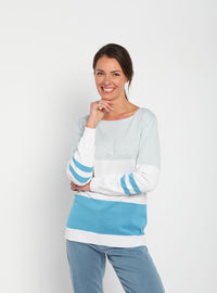 Pull femme rayé bleu pacifique