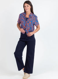 Pantalon femme 7/8ème bleu marine