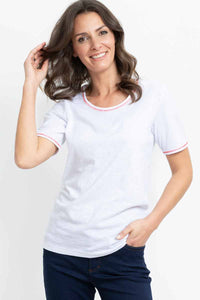 Tee-shirt coton femme, maille flammé