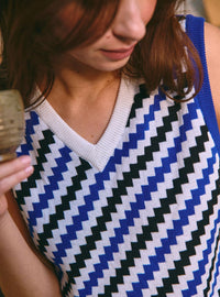 Pull sans manches Betty bleu électrique en maille