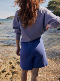 Short Bella en coton bleu brume vue de dos