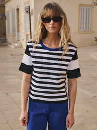 top bélinda rayé noir top marinière noir blanc silhouette fluide