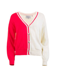 Gilet Babeth bicolore rouge doux et blanc naturel