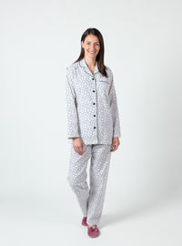 Pyjama femme coton pois bleus