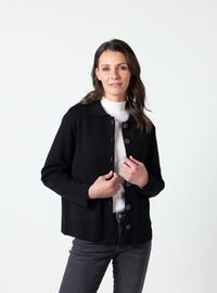Veste femme laine mérinos noir