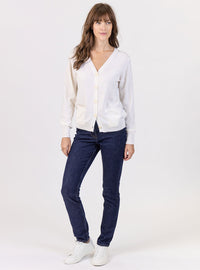 gilet femme col V en laine mérinos blanc naturel