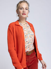 gilet veste femme laine mérinos orange fruité fabriqué en France