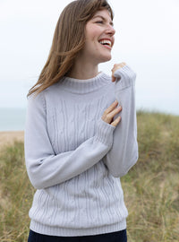 pull femme en laine mérinos gris plume