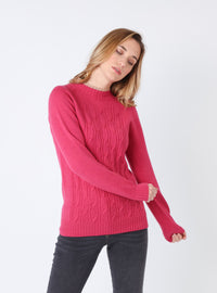 pull torsadé femme laine mérinos rose géranium