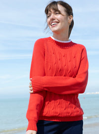 pull femme en laine mérinos rouge doux