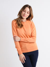 Pull femme laine orange léger col rond
