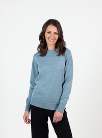 Pull épais femme en laine mérinos vert givre