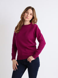 Pull femme laine violet améthyste col rond