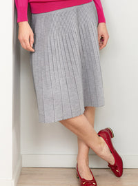 jupe plissée midi femme en laine mérinos gris givré