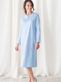 chemise de nuit femme bleue en coton fabriquée en France