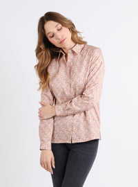 Chemisier femme coton floral orange fabriqué en France