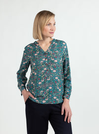 Blouse femme viscose chaude imprimé vert