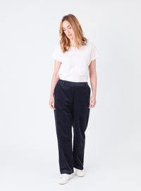 pantalon large femme bleu marine velours