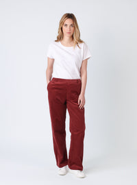 pantalon large femme velours rouge brun