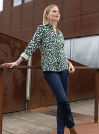 Chemisier femme coton imprimé vert fabriqué en France