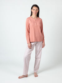 Pyjama femme en coton rose corail