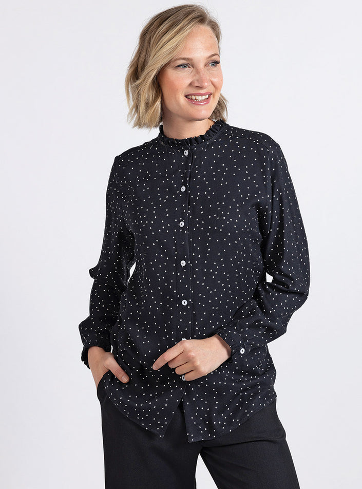 chemisier femme en viscose chaude noir
