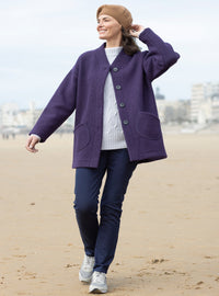 manteau femme laine bouillie violet fonce made in france