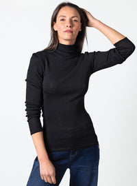 Pull chaussette laine et soie noir femme 
