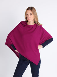 Poncho femme laine mérinos violet améthyste fabriqué en France
