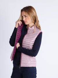 doudoune femme réversible rose prune et rose nacre