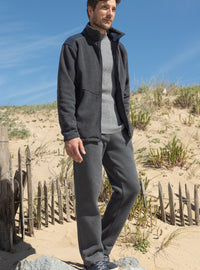 pantalon jogging homme gris anthracite molleton