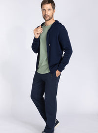 pantalon jogging homme bleu marine en molleton