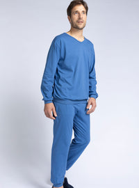 Pyjama homme en coton bleu foncé