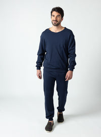 Pyjama homme en coton bleu marine