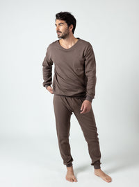 Pyjama homme en coton marron