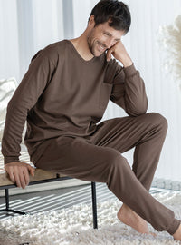 pyjama homme en coton marron