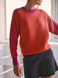 Pull Cindy orange fruité en laine vue de face
