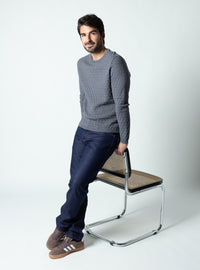 Pull homme made in France gris minerais