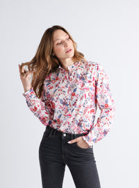 Chemisier femme liberty fleuri rose