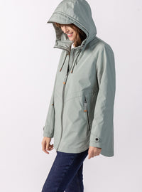 parka femme col montant vert clair