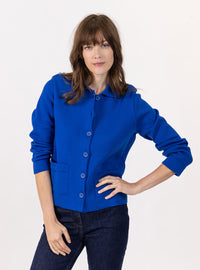 veste femme bleu roi col polo