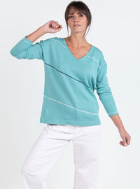 pull-femme-col-v-vert-tropical