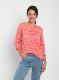 pull femme rose rayé maison solfin