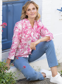 chemisier femme imprime rose maison solfin