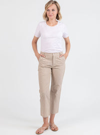 pantalon rayé beige femme