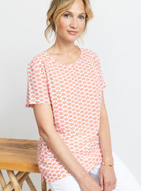 Blouse femme imprimé orange viscose fluide