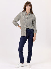 chemise femme vert bronze à rayures fines