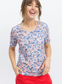 t-shirt femme floral bleu